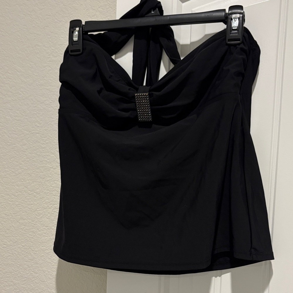Magic Suit Size 14 XL Swim Suit Black Halter Top with Embellished Detail